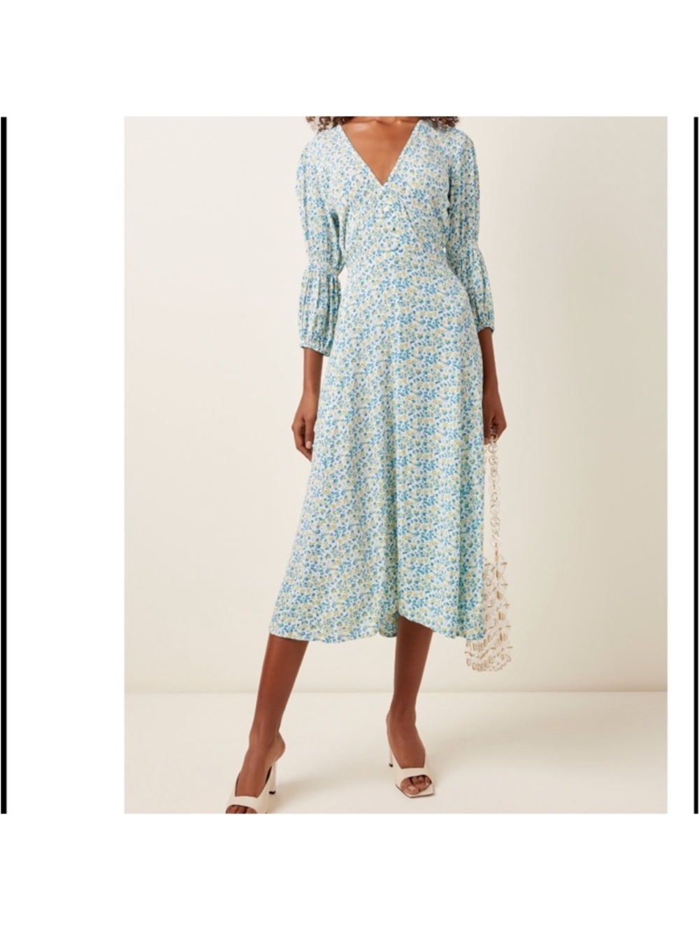 FAITHFULL Maud Midi Dress Tilde Blue Floral Print size 6